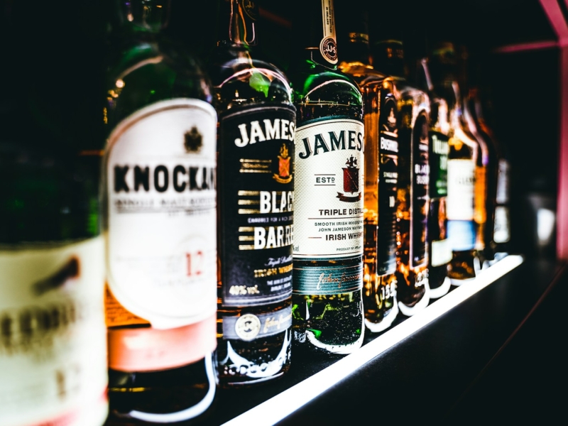 black and white labeled bottles